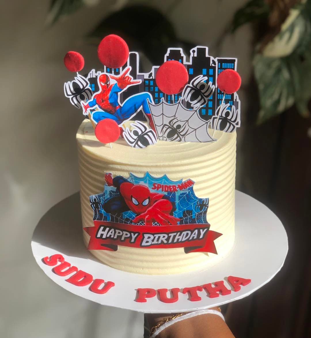 Spider-Man Skyline Themed Birthday Cake Sudu Putha